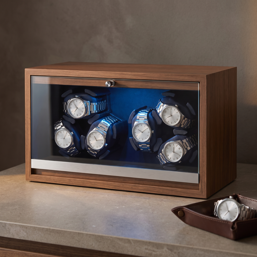 Watch Winder 6 Slots - Black Walnut Wood