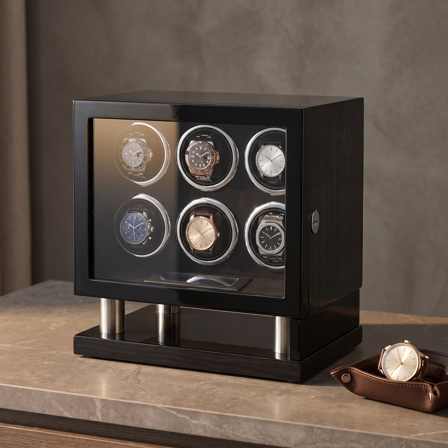 Watch Winder Safe 6 Slots - Wood Cabinet
