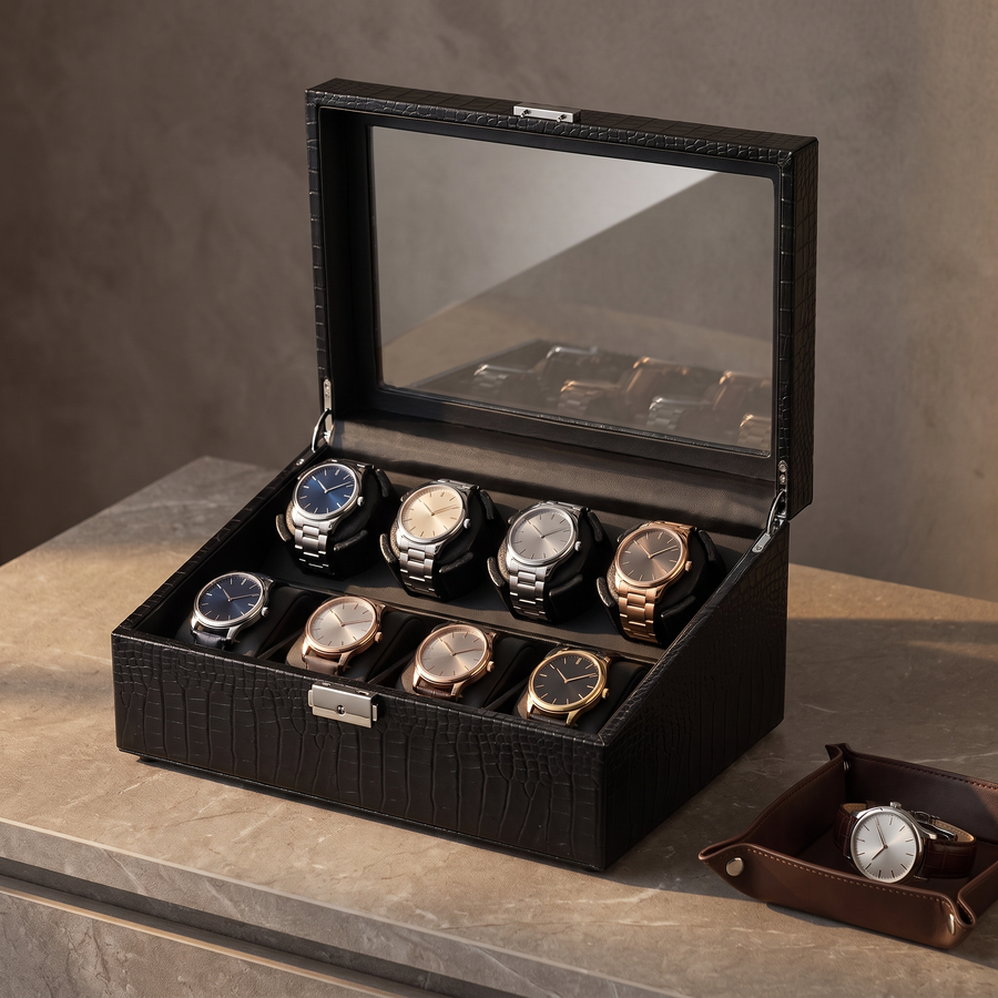 Watch Winder 12 Slots (6+6) - Crocodile or Carbon Finish