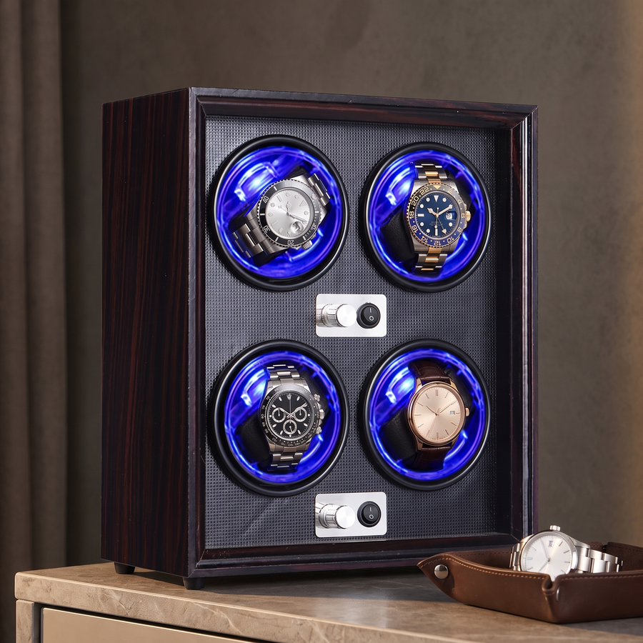Watch Winder 4 Slots - Walnut & Ebony Wood